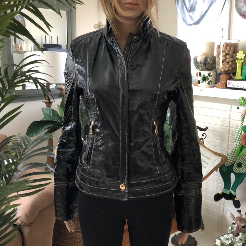 Laundry patent leather jacket